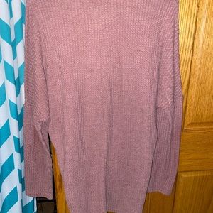 Pink sweater tunic with tie in the front